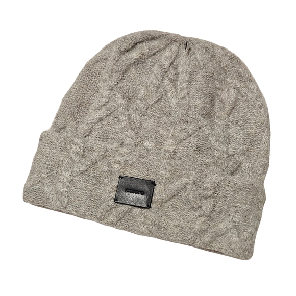 All Saints Beanie Hat Cable Knit Ganache Brown Marl Outdoor Streetwear Winter
